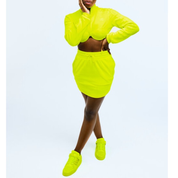 NWT Adidas X Jeremy Scott Cropped Velour Top Skirt Set